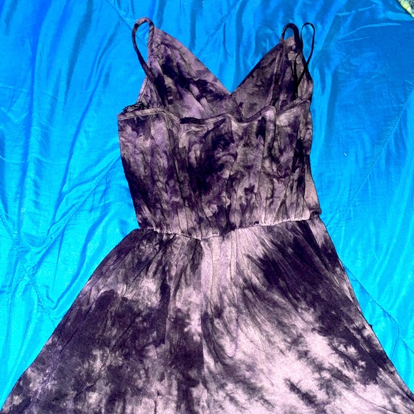 Dark Black Grey Tie Dye Romper 